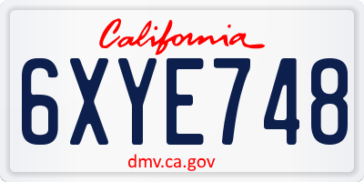 CA license plate 6XYE748