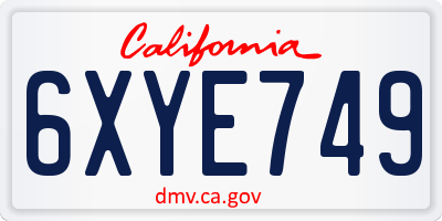 CA license plate 6XYE749