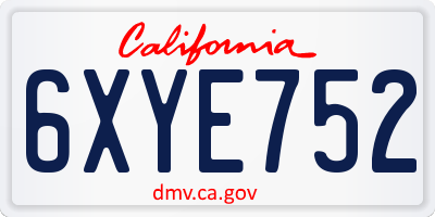 CA license plate 6XYE752