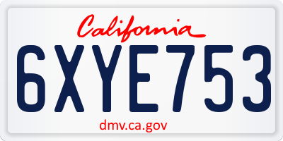CA license plate 6XYE753