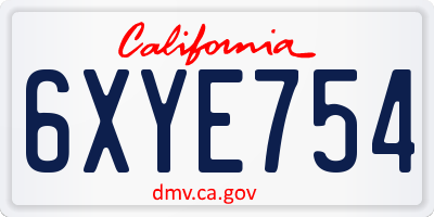 CA license plate 6XYE754