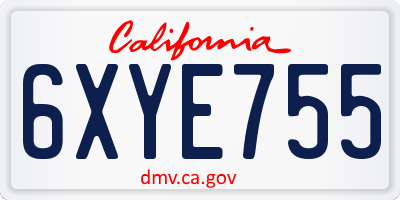 CA license plate 6XYE755