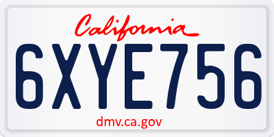 CA license plate 6XYE756
