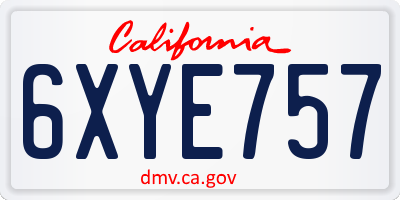 CA license plate 6XYE757