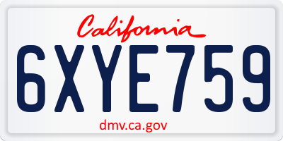 CA license plate 6XYE759