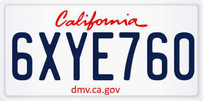 CA license plate 6XYE760