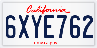 CA license plate 6XYE762