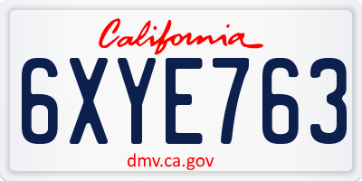 CA license plate 6XYE763
