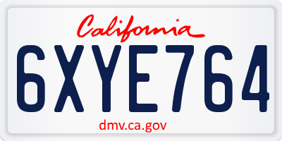 CA license plate 6XYE764