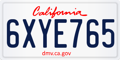 CA license plate 6XYE765