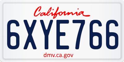 CA license plate 6XYE766