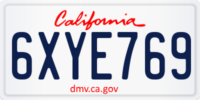 CA license plate 6XYE769