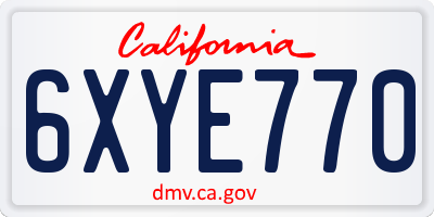 CA license plate 6XYE770