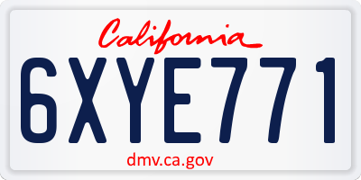 CA license plate 6XYE771
