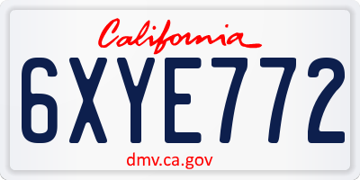 CA license plate 6XYE772