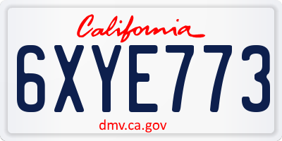 CA license plate 6XYE773