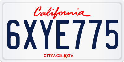 CA license plate 6XYE775