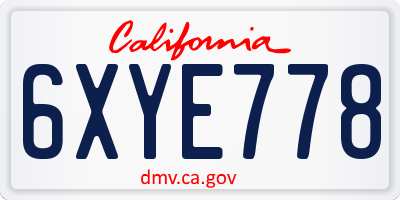 CA license plate 6XYE778