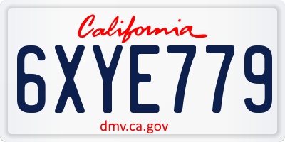 CA license plate 6XYE779