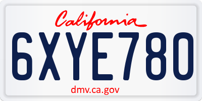 CA license plate 6XYE780
