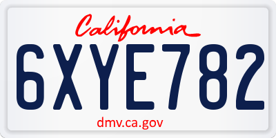 CA license plate 6XYE782