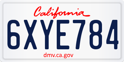 CA license plate 6XYE784
