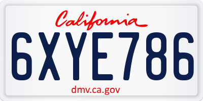 CA license plate 6XYE786