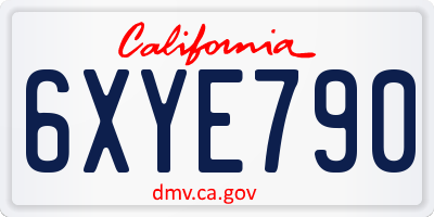 CA license plate 6XYE790