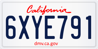 CA license plate 6XYE791