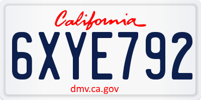 CA license plate 6XYE792