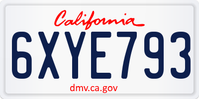 CA license plate 6XYE793