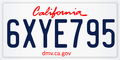 CA license plate 6XYE795