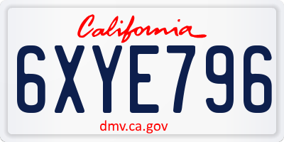 CA license plate 6XYE796
