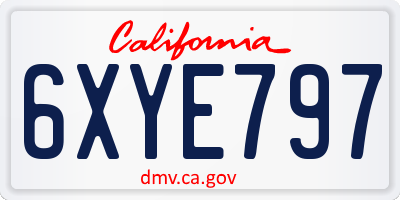 CA license plate 6XYE797