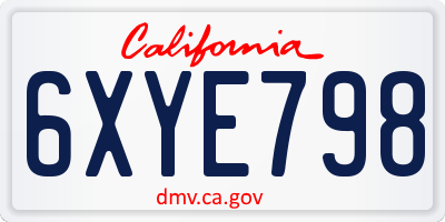 CA license plate 6XYE798