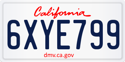 CA license plate 6XYE799
