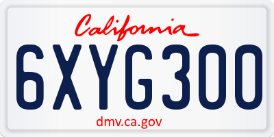 CA license plate 6XYG300