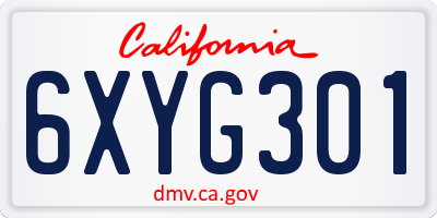 CA license plate 6XYG301