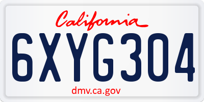 CA license plate 6XYG304