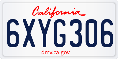 CA license plate 6XYG306