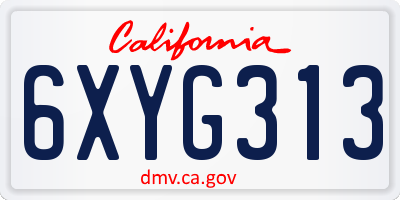 CA license plate 6XYG313