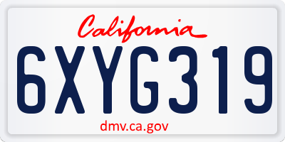 CA license plate 6XYG319