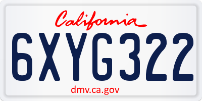 CA license plate 6XYG322