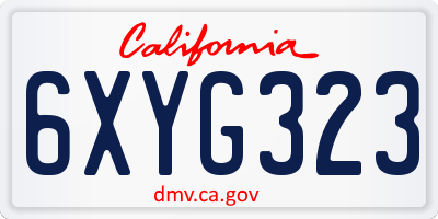 CA license plate 6XYG323