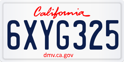 CA license plate 6XYG325