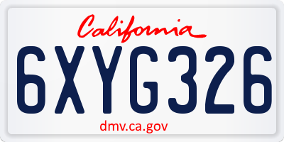 CA license plate 6XYG326