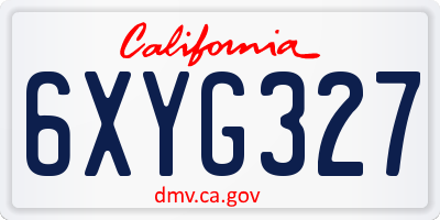 CA license plate 6XYG327