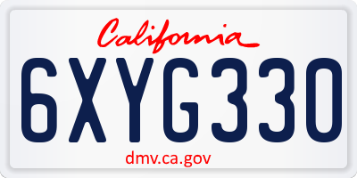 CA license plate 6XYG330