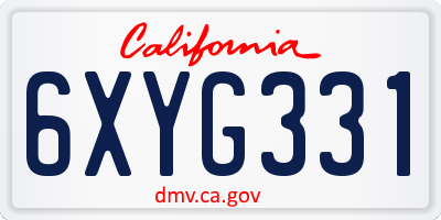CA license plate 6XYG331