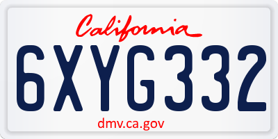 CA license plate 6XYG332